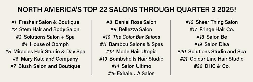 Top 22 salons for Q3 2025